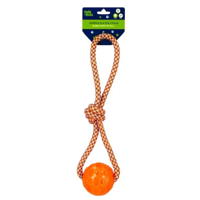 Zabawka dla psa Szarpak 36 cm z piłką pomarańczowy TRIK&ROLL 560883