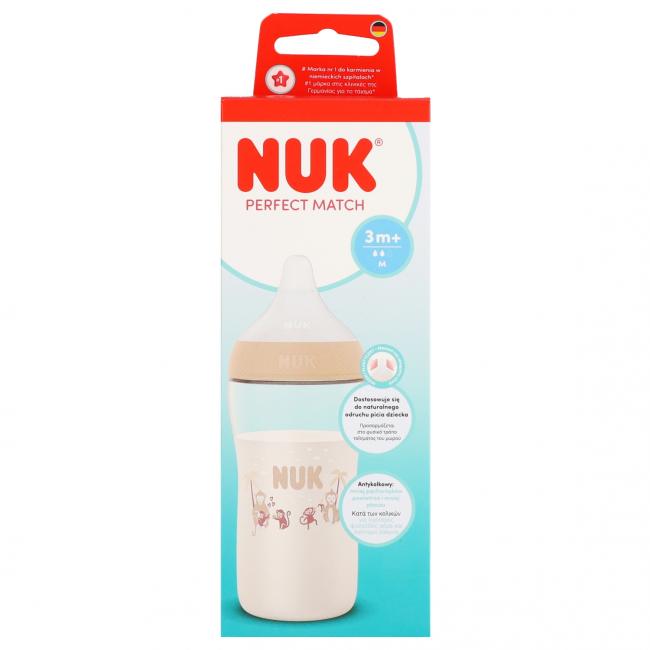 NUK Butelka PP 260ml Perfect Match silikonowy smoczek M Małpka 10216328 