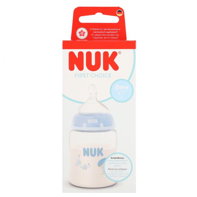 NUK Butelka PP 150ml First Choice silikonowy smoczek S Wieloryb 10215415 