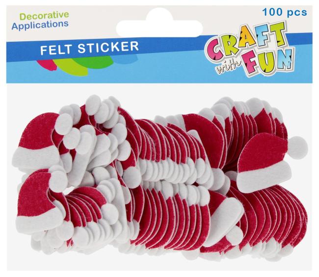Ozdoba Czapeczki filcowe samoprzylepne 100szt Boże Narodzenie CRAFT WITH FUN  595883