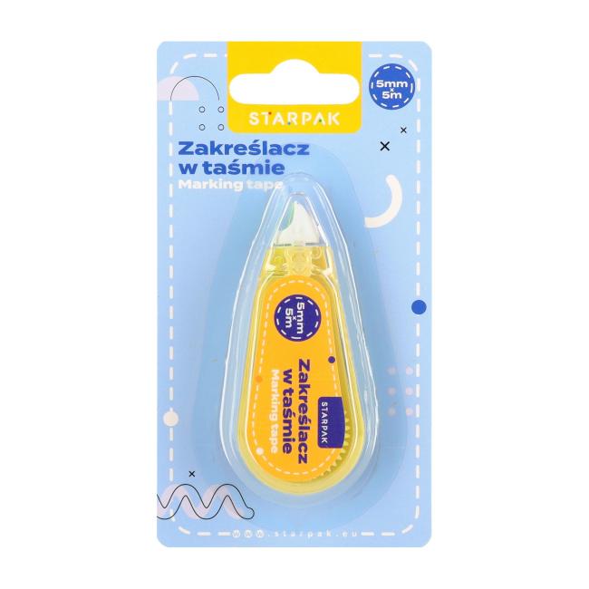 Zakreślacz w taśmie 5mmx5mb ścieralny żółty STARPAK 578543 