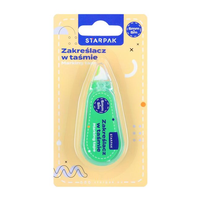 Zakreślacz w taśmie 5mmx5mb ścieralny zielony STARPAK 578544 