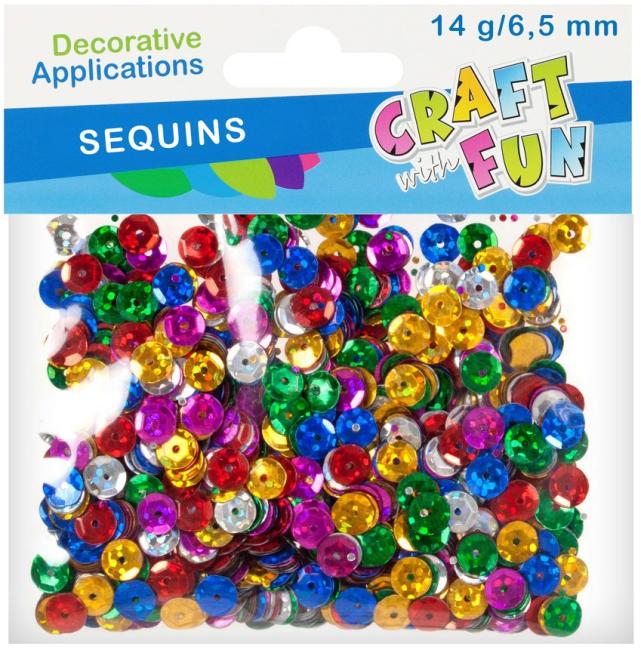 Cekiny metaliczne okrągłe 6,5 mm kolorowe CRAFT WITH FUN 327088