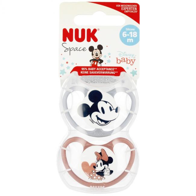NUK Smoczek uspokajający silikonowy 6-18m Space Disney Miki różowy op.2 szt.10176286