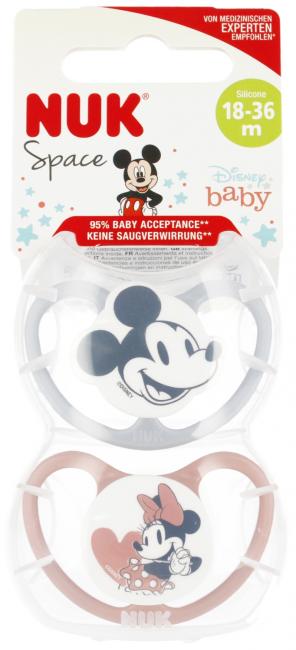NUK Smoczek uspokajający silikonowy 18-36m Space Disney Miki różowy op.2 szt. 10177176