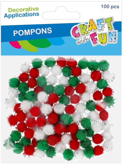Pompony dekoracyjne 7mm op100szt mix kolorów Boże Narodzenie CRAFT WITH FUN 545878