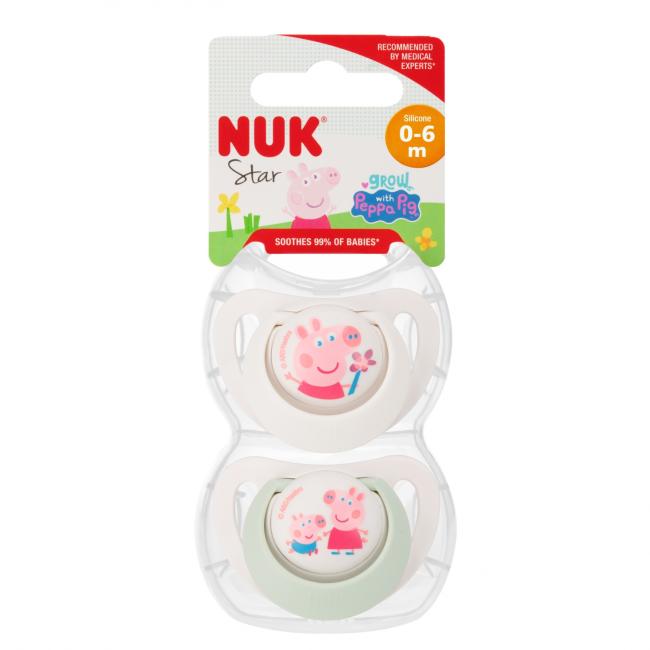 NUK Smoczek uspokajający silikonowy 0-6m Star Peppa Pig op.2 szt. 10175333