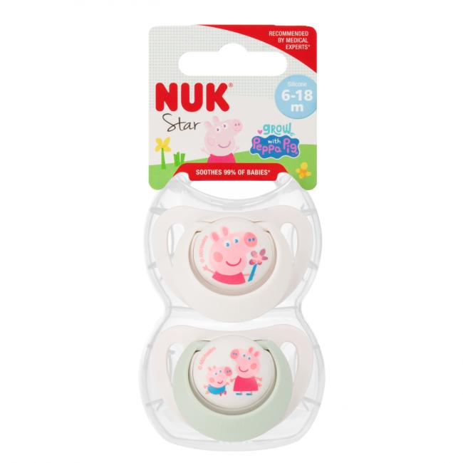 NUK Smoczek uspokajający silikonowy 6-18m Star Peppa Pig op.2 szt. 10176335