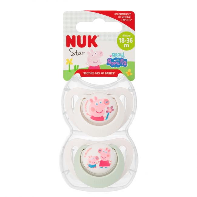 NUK Smoczek uspokajający silikonowy 18-36m Star Peppa Pig op.2 szt. 10177219