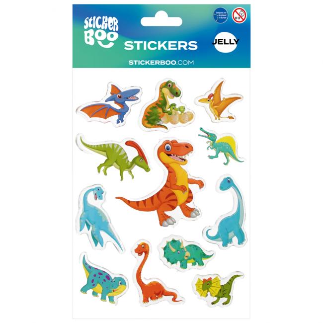 Naklejki 15x20 cm żelowe Dinozaury STICKER BOO 537778