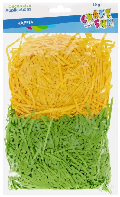 Ozdoba dekoracyjna Rafia zielona/żółta 30 g CRAFT WITH FUN 555382