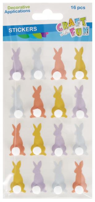 Ozdoba dekoracyjna naklejki Królik z pomponem Wielkanoc op.16 szt. CRAFT WITH FUN 553721