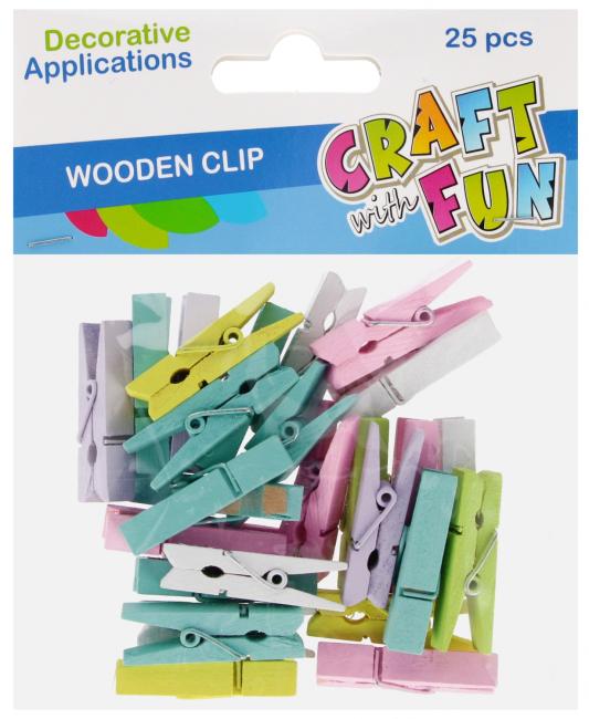 Drewniane spinacze kolorowy pastelowy 25 szt. 3,5 cm CRAFT WITH FUN 555404
