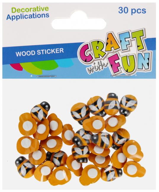 Ozdoba dekoracyjna samoprzylepna drewniana Pszczółki 15mm 30 szt. CRAFT WITH FUN 555408