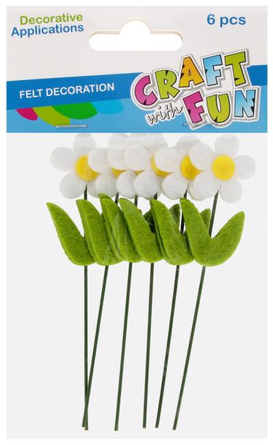 Ozdoba dekoracyjna Kwiaty filcowe na druciku op. 6 szt. CRAFT WITH FUN 555442
