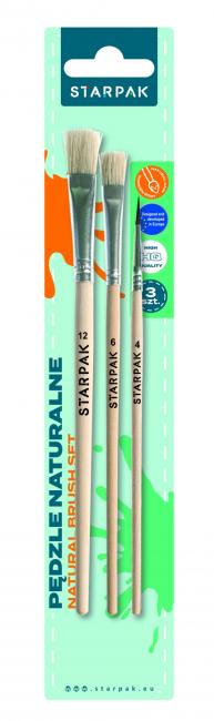 Pędzle szkolne naturalne kpl3szt STARPAK 559658