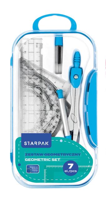Zestaw szkolny geometryczny 7el. niebieski STARPAK 560248