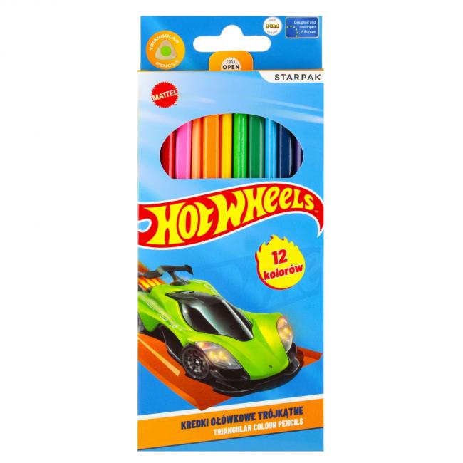 Kredki ołówkowe 12 kolorów Hot Wheels STARPAK  553671