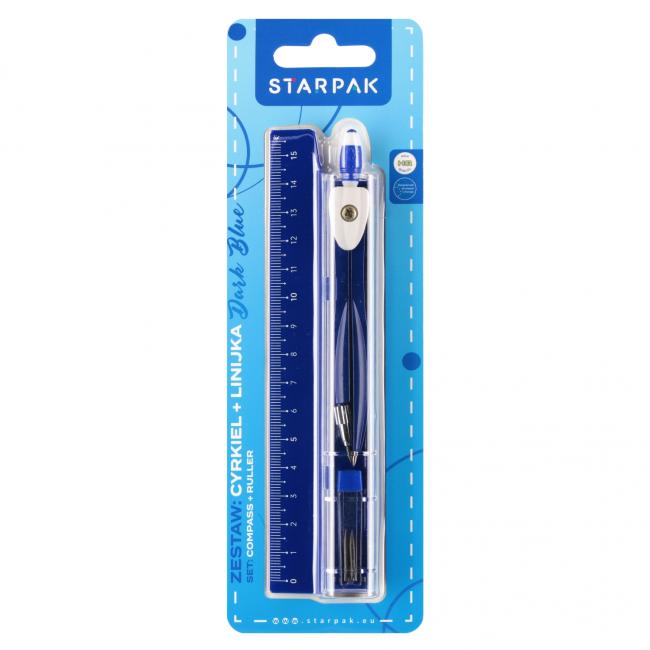 Cyrkiel metalowy plus linijka Navy Blue STARPAK 561877