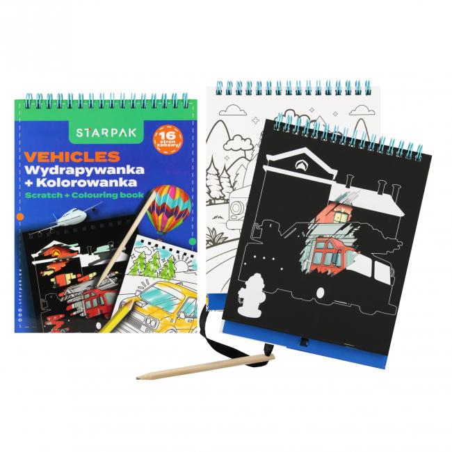 Zestaw kreatywny wydrapywanka z kolorowanką Vehicles STARPAK 552512