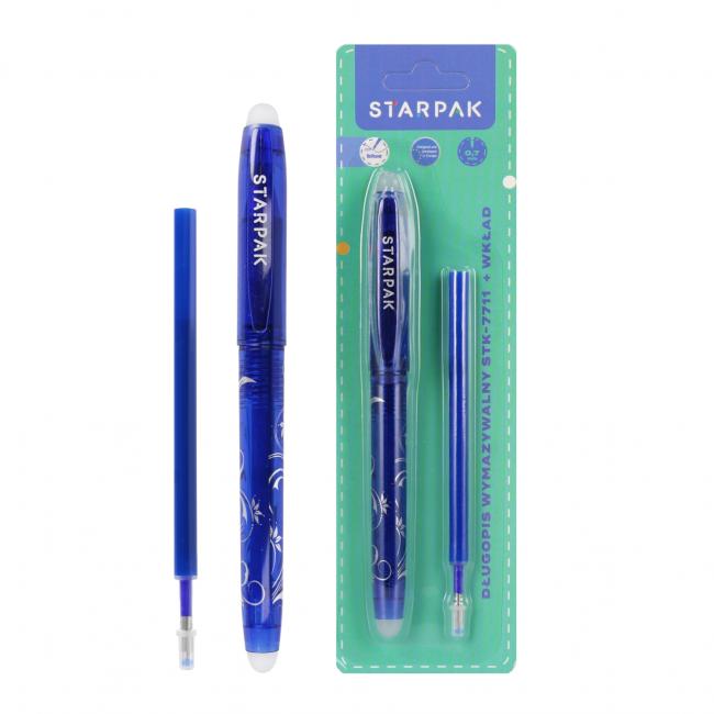 Długopis ścieralny zamykany 0.7 z wkładem niebieskim STARPAK 552690