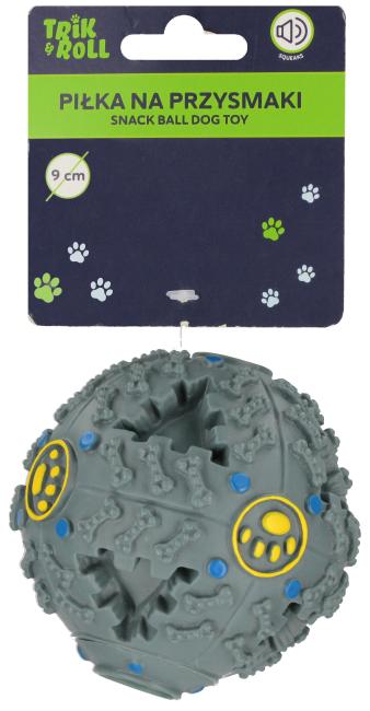 Piłka dla psa z dźwiękiem 9cm na przysmaki popielata TRIK&ROLL 560688