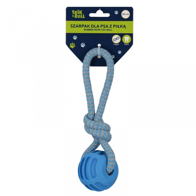 Zabawka dla psa Szarpak 20 cm z piłką niebieski TRIK&ROLL 560875