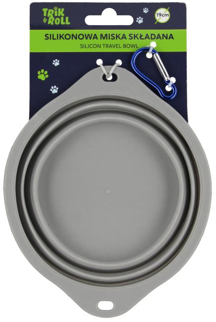 Miska dla zwierząt silikonowa składana szara 19cm TRIK&ROLL 560889
