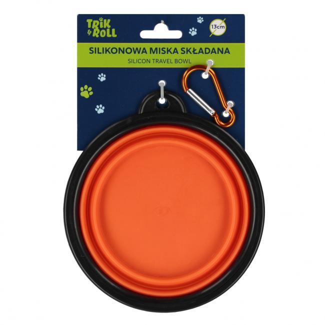 Miska dla zwierząt silikonowa składana pomarańczowa 13cm TRIK&ROLL 560890