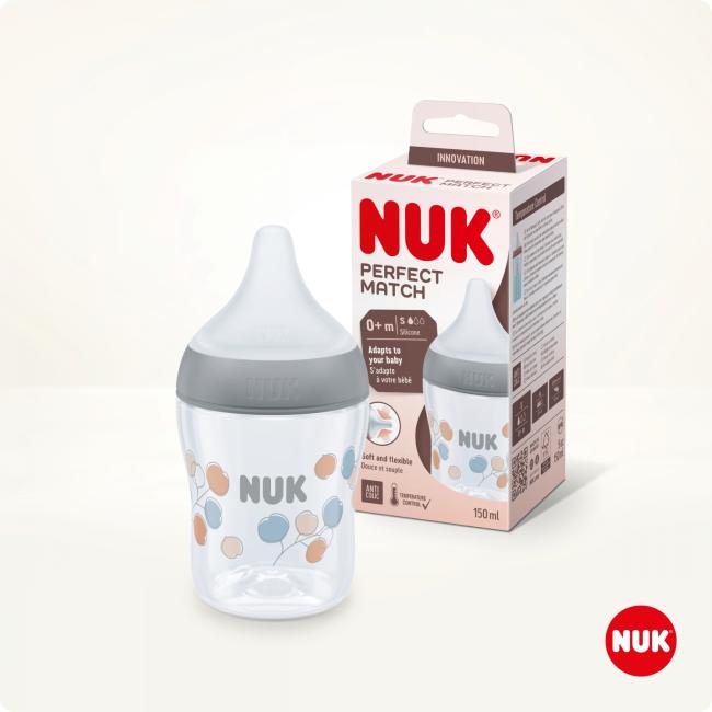 NUK Butelka PP 150ml Perfect Match silikonowy smoczek SM wzór Bawełna 10743092 
