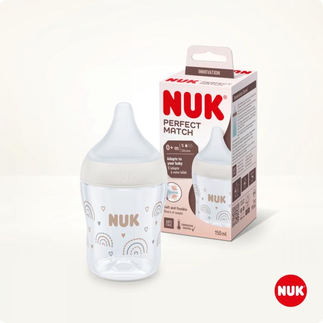 NUK Butelka PP 150ml Perfect Match silikonowy smoczek SM Tęcza 10743092 
