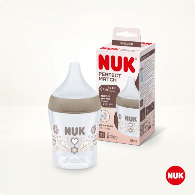 NUK Butelka PP 150ml Perfect Match silikonowy smoczek SM Serca 10743092 