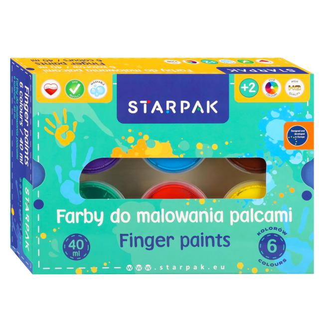 Farby do malowania palcami 6 kolorów 40ml STARPAK 448008