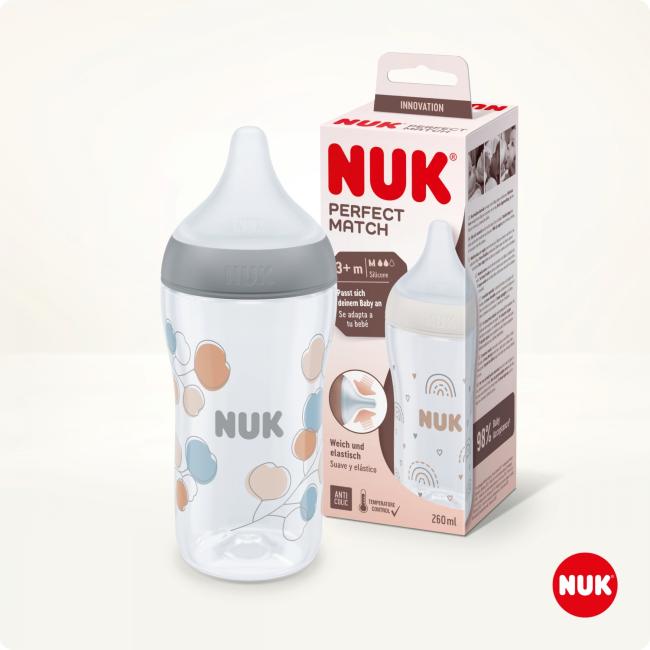 NUK Butelka PP 260ml silikonowy smoczek M bawełna 10742026 