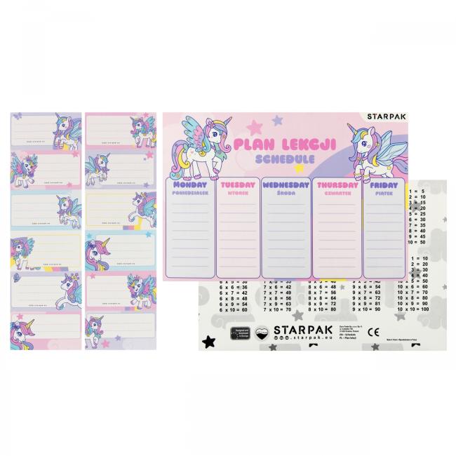 Plan lekcji z naklejkami na zeszyt Unicorn STARPAK 553572