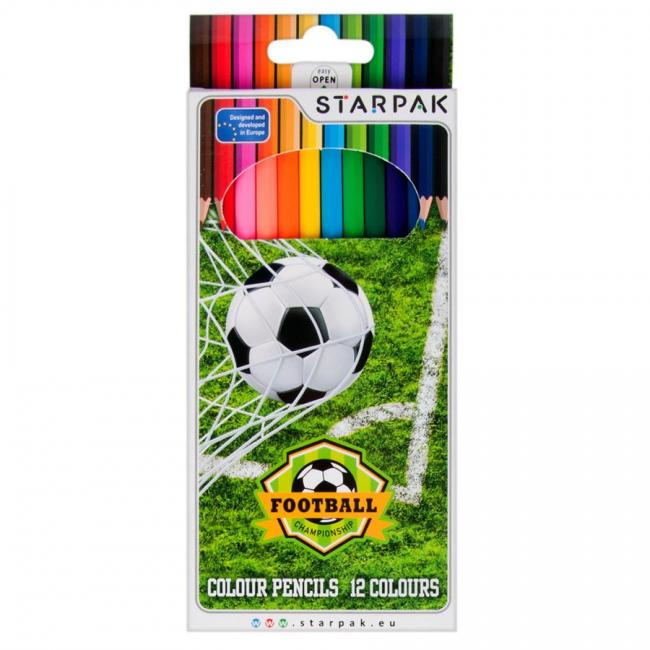 Kredki ołówkowe 12 kolorów Football STARPAK 276561