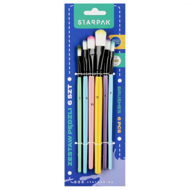 Zestaw pędzli szkolnych pastelowych 6szt STARPAK 563038