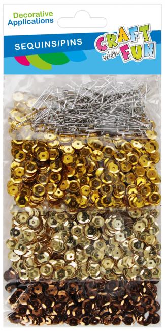 Cekiny metaliczne guziki mix 3szt. plus szpilki CRAFT WITH FUN 567257