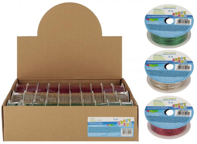 Ozdoba dekoracyjna Sznurek 5M mix kolorów CRAFT WITH FUN 567296