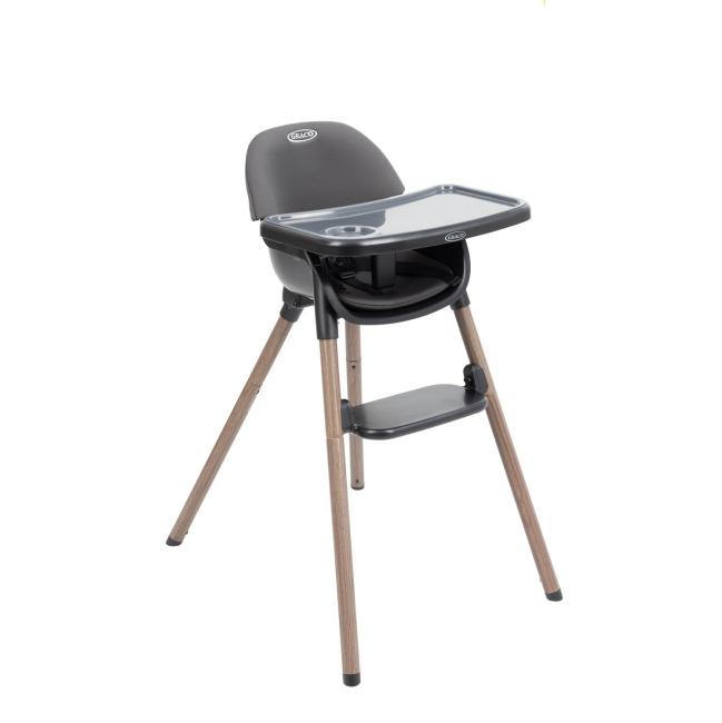GRACO Presti Krzesełko do karmienia dziecięce 3 w 1 z kompaktowym składaniem Charcoal