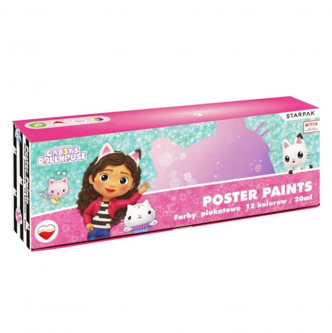 Farby plakatowe 12 kolorów 20ml  Gabby s Dollhouse STARPAK 536926