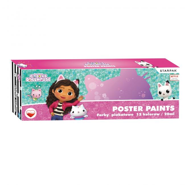 Farby plakatowe 12 kolorów 20ml  Gabby s Dollhouse STARPAK 536926