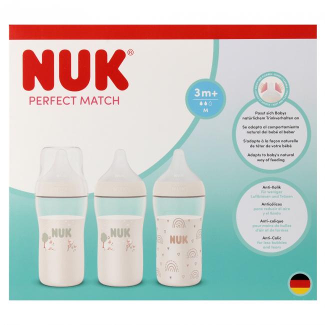 NUK Butelka 260ml 3-set Tęcza/Owieczka PM 10225346 