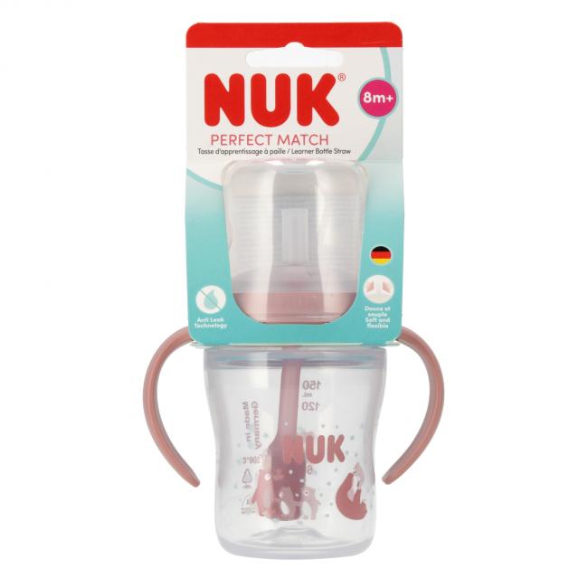NUK Butelka do nauki picia ze słomką 150ml Miś 10215404 