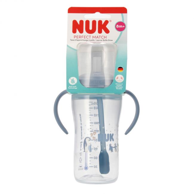 NUK Butelka do nauki picia ze słomką 260ml Pingwin 10216320 