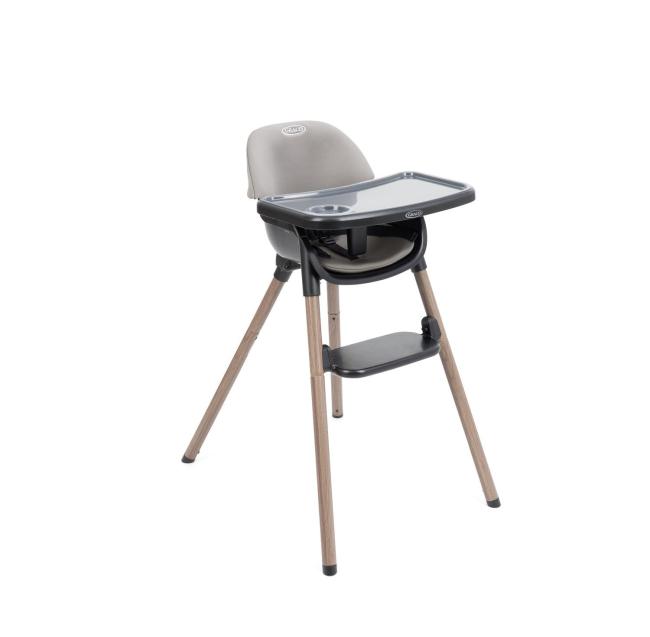 GRACO Presti Krzesełko do karmienia dziecięce 3 w 1 z kompaktowym składaniem Steeple Grey