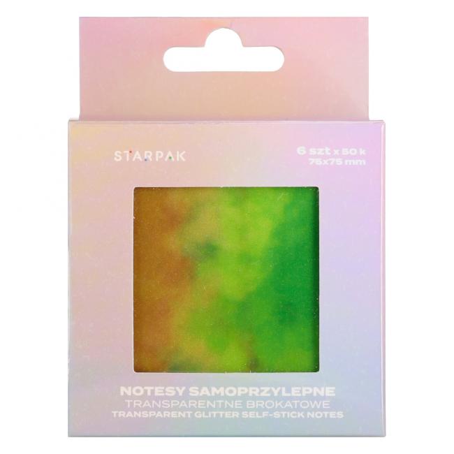 Notes samoprzylepny 75x75/50k transparent 6 kolorów Ombre STARPAK 576517