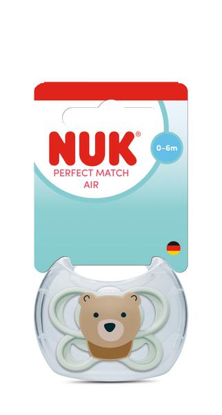 NUK Smoczek uspokajający silikonowy 0-6 m Perfect Match Air Miś 10175346