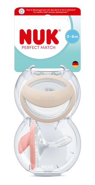 NUK Smoczek uspokajający 2 elementy 0-6m Perfect Match beżowy/czerwony op.2 szt. 10175339