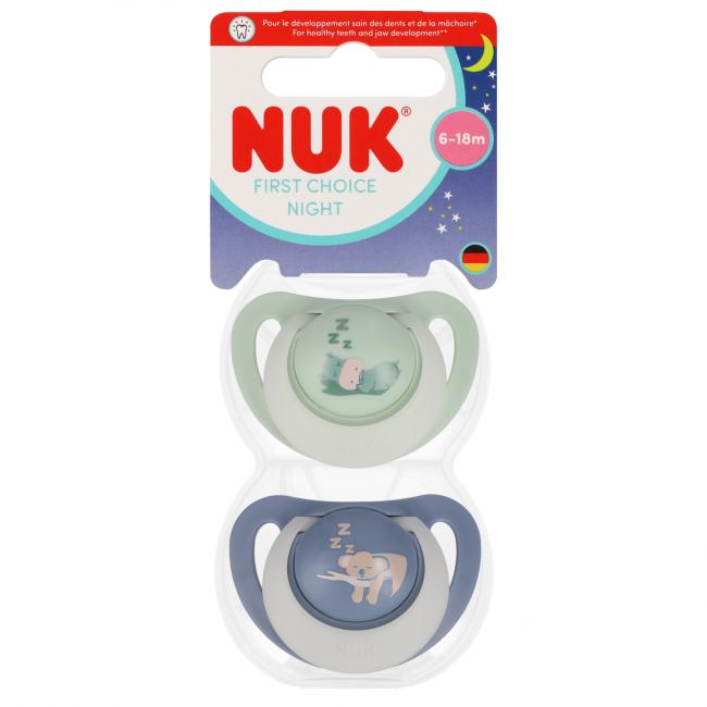 NUK Smoczek uspokajający 2 elementy 6-18m First Choice Hipopotam/Koala op.2 szt. 101763751
